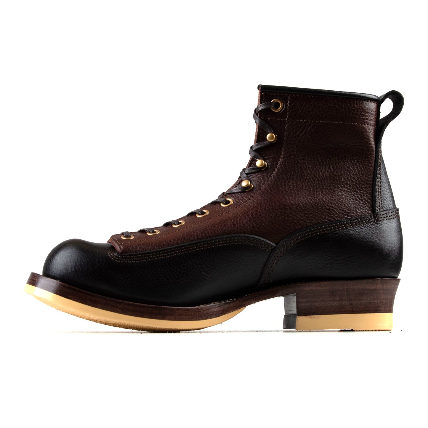 Monkey boots - Brown/Black Grain Bull Hide - xbxs®boots factory