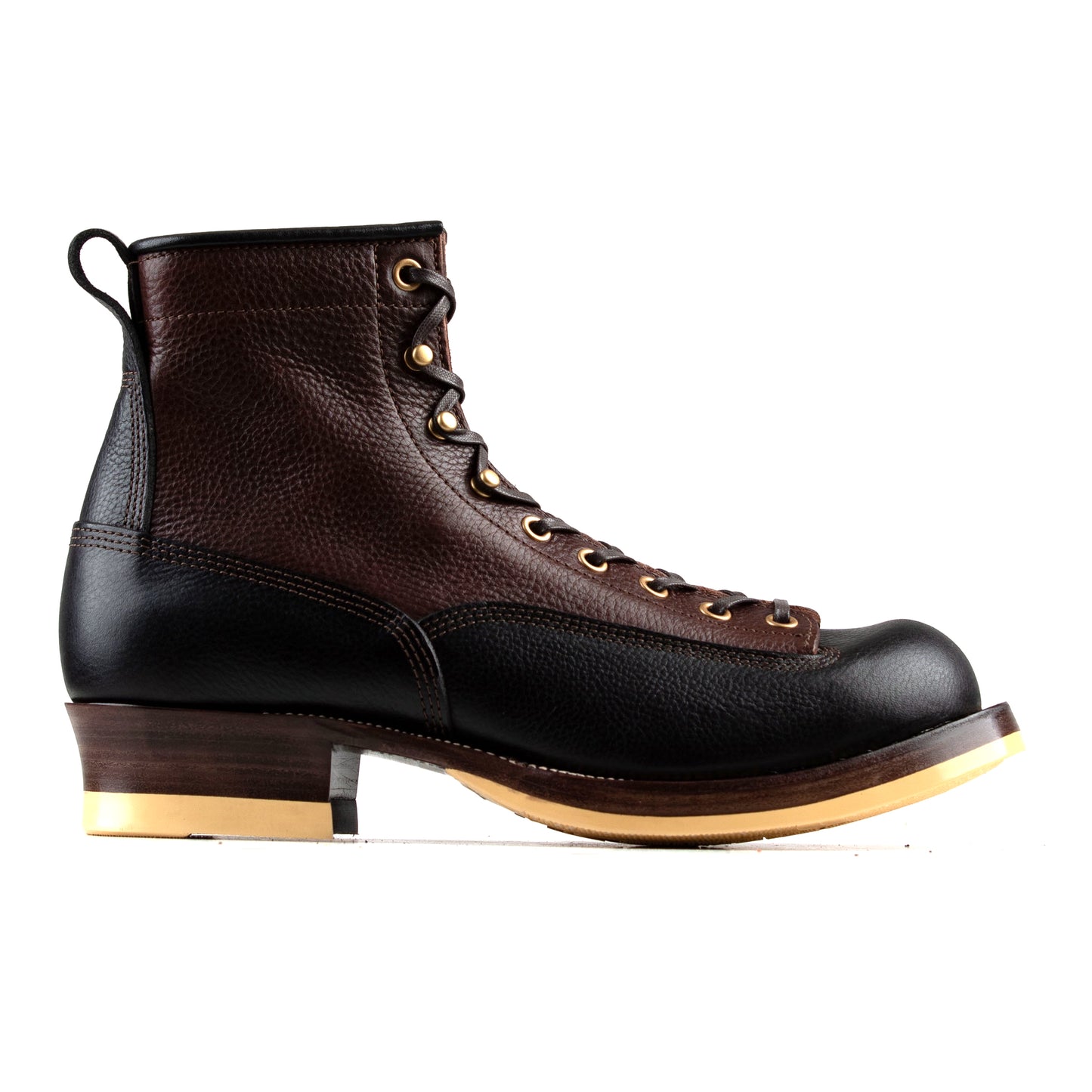 Monkey boots - Brown/Black Grain Bull Hide - xbxs®boots factory