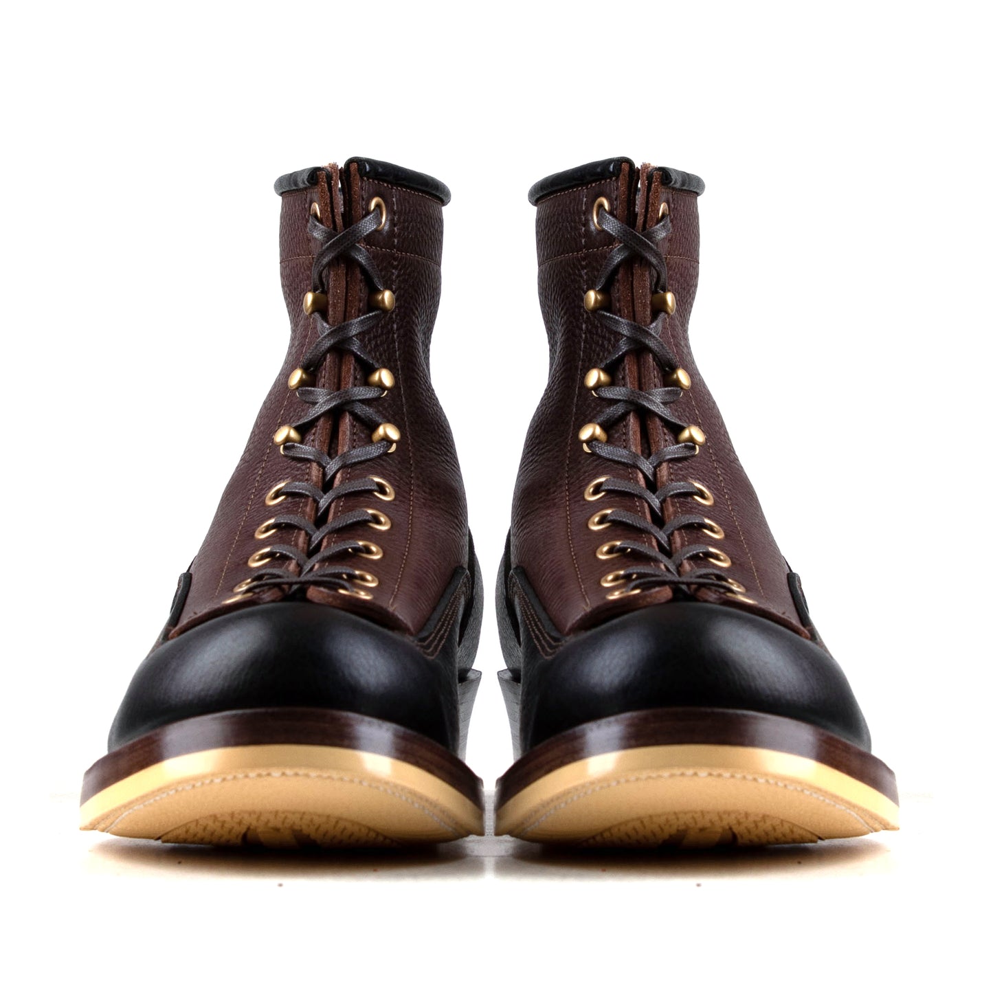 Monkey boots - Brown/Black Grain Bull Hide - xbxs®boots factory