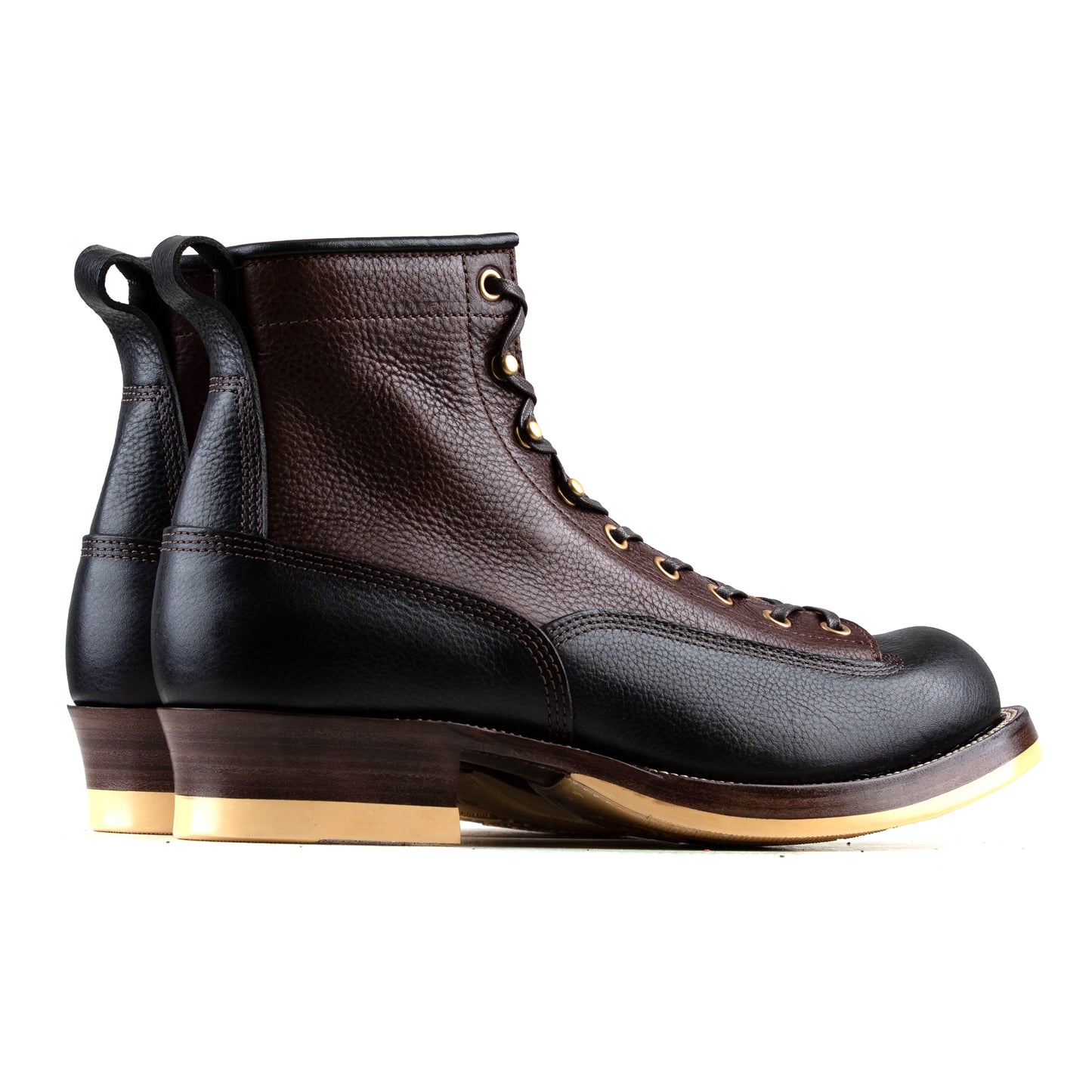 Monkey boots - Brown/Black Grain Bull Hide - xbxs®boots factory