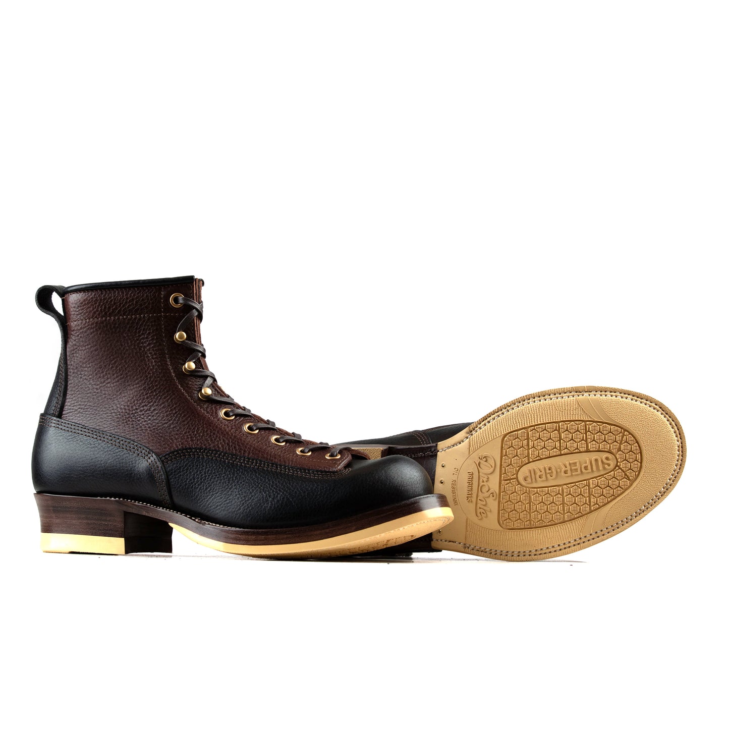Monkey boots - Brown/Black Grain Bull Hide - xbxs®boots factory