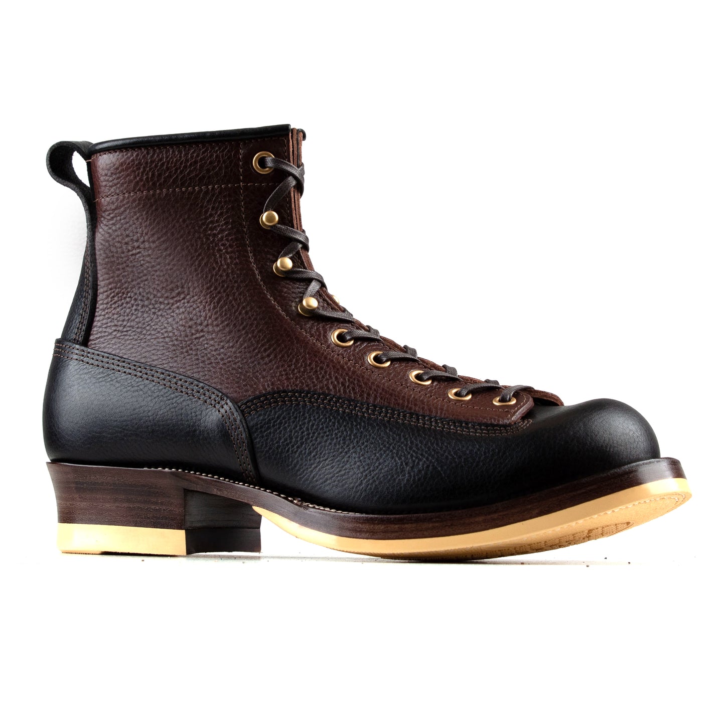 Monkey boots - Brown/Black Grain Bull Hide - xbxs®boots factory