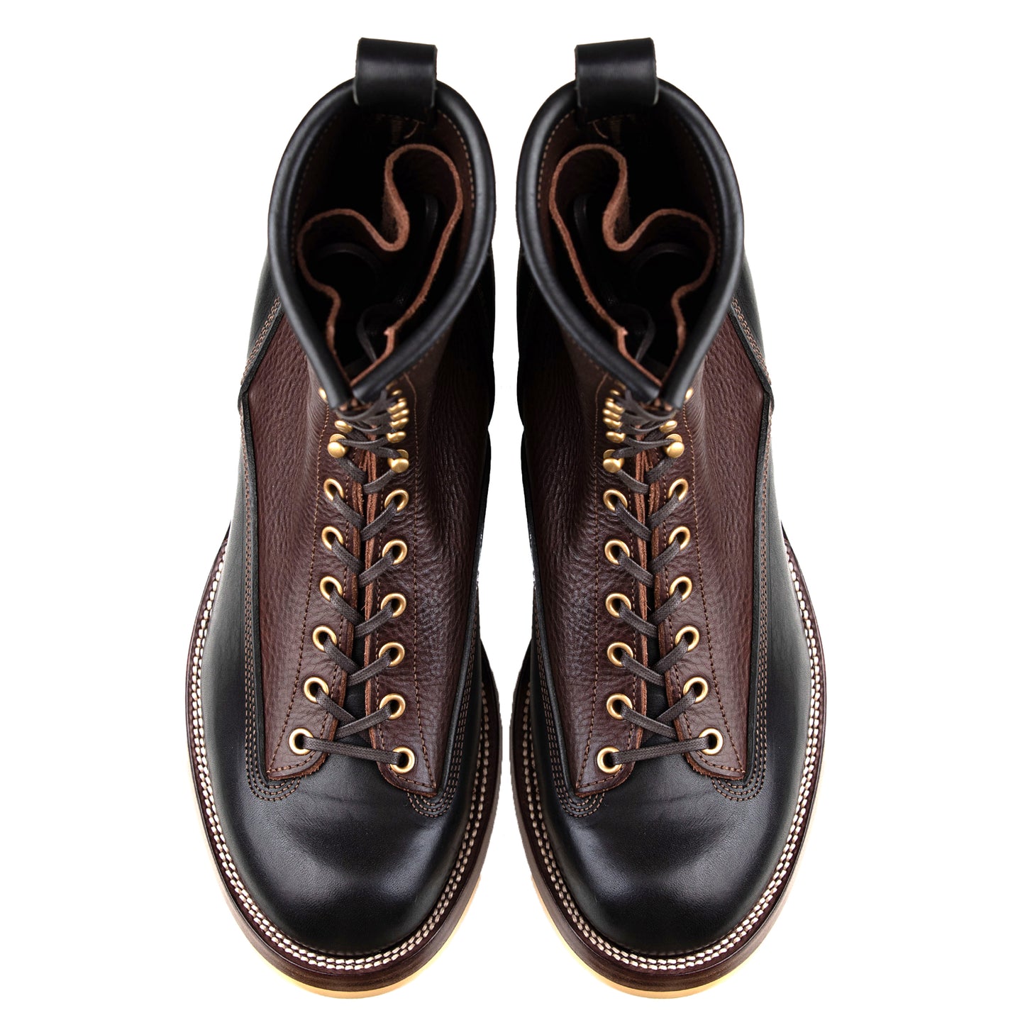 Monkey Boots 12 Eyelets - Brown/Black Bull Hide - xbxs®boots factory