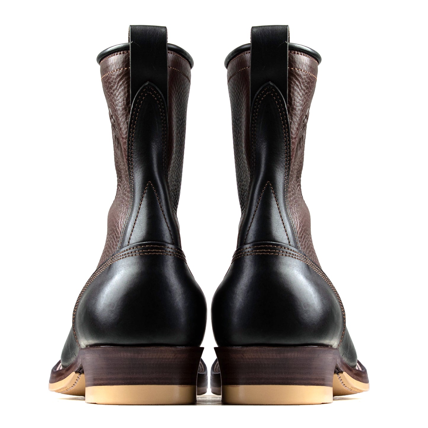 Monkey Boots 12 Eyelets - Brown/Black Bull Hide - xbxs®boots factory