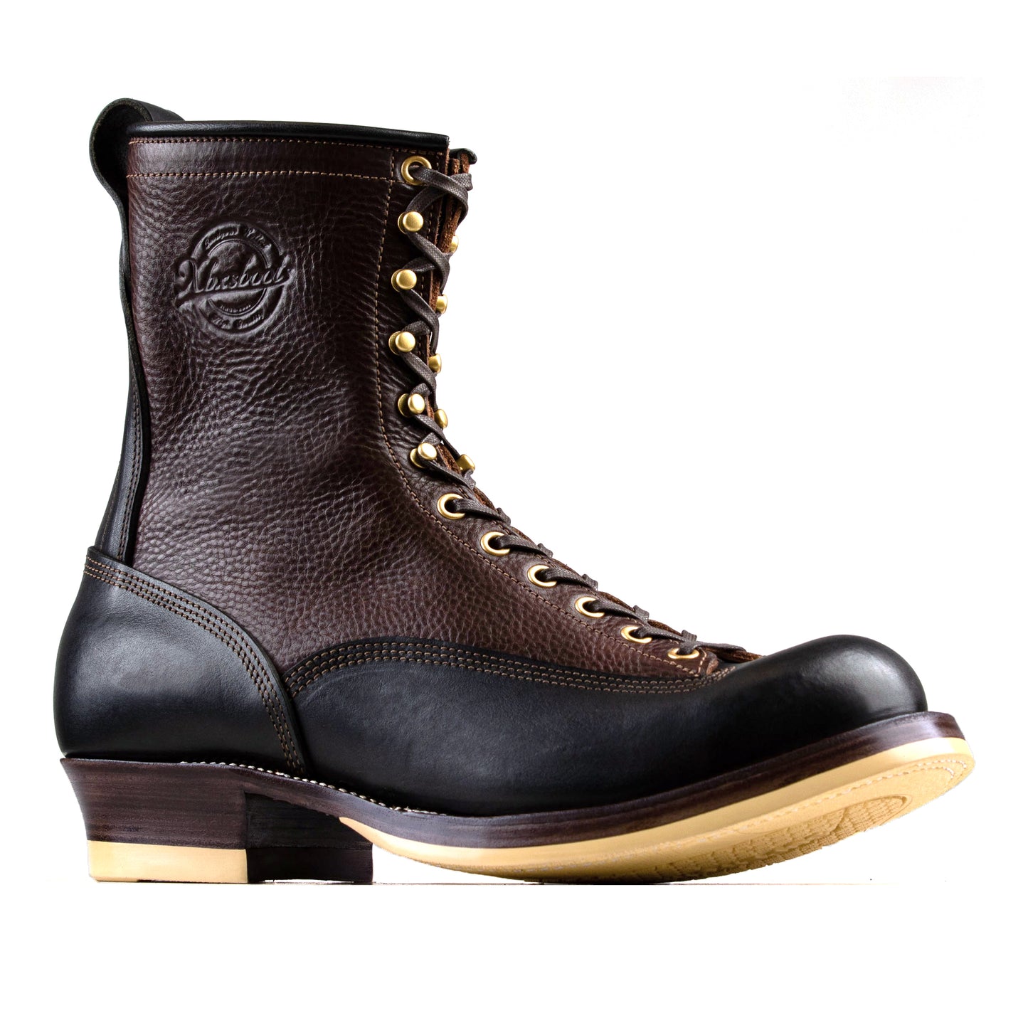 Monkey Boots 12 Eyelets - Brown/Black Bull Hide - xbxs®boots factory