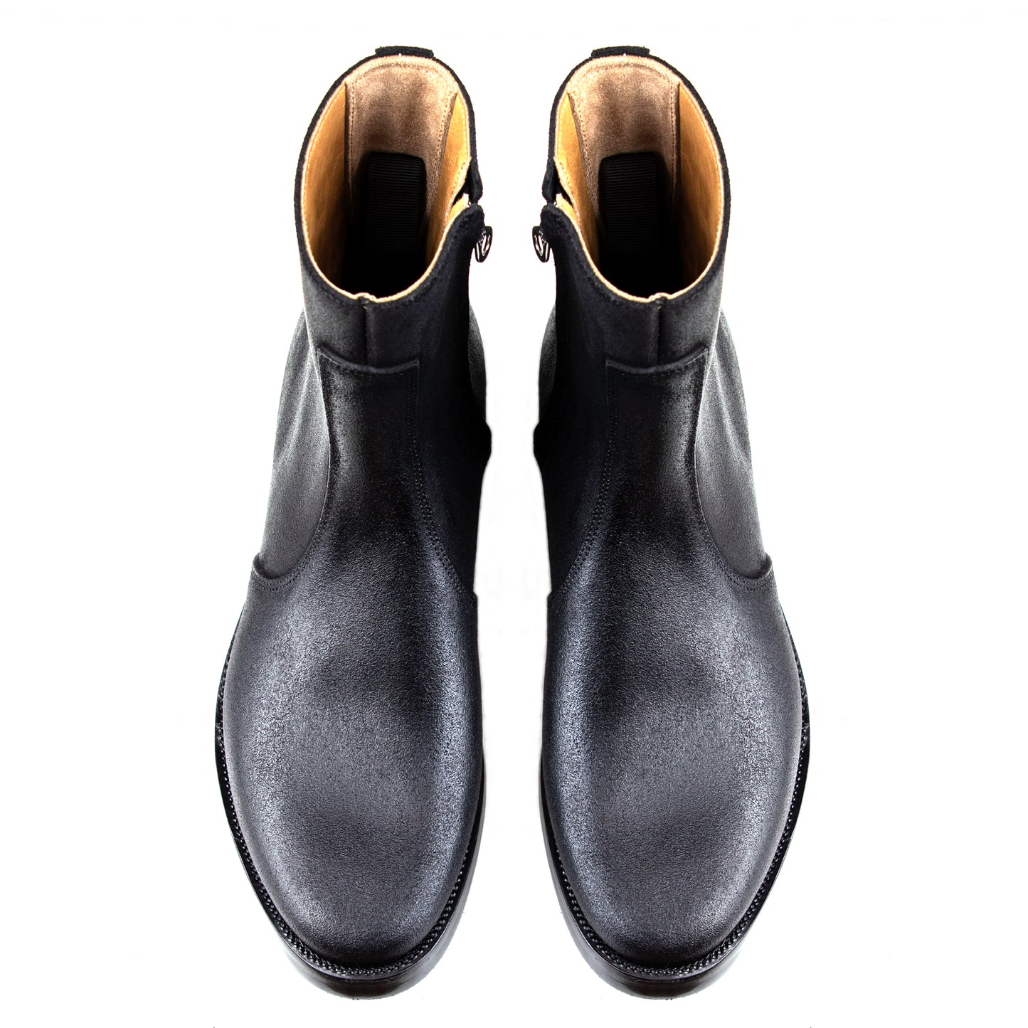 Side Zip Boots 8"- Waxed Bull Hide Reverse - xbxs®boots factory
