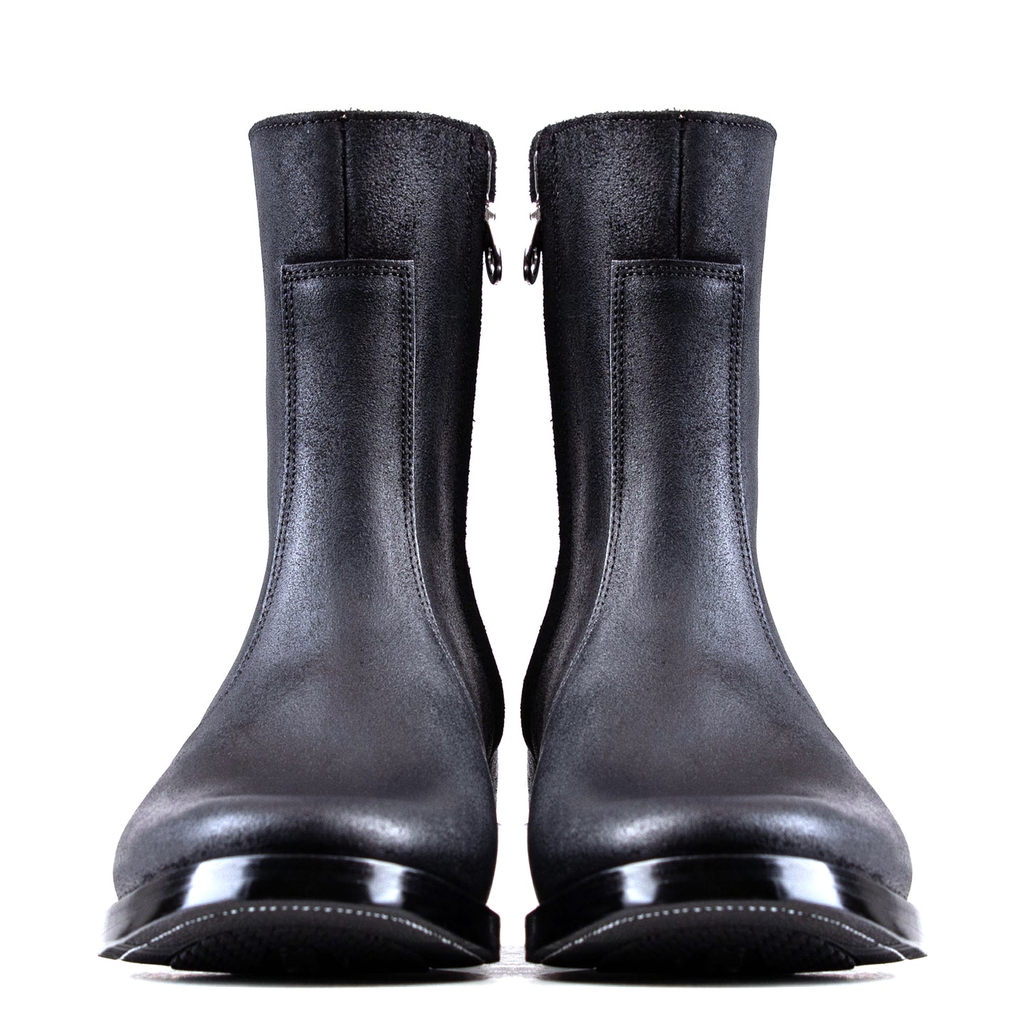 Side Zip Boots 8"- Waxed Bull Hide Reverse - xbxs®boots factory
