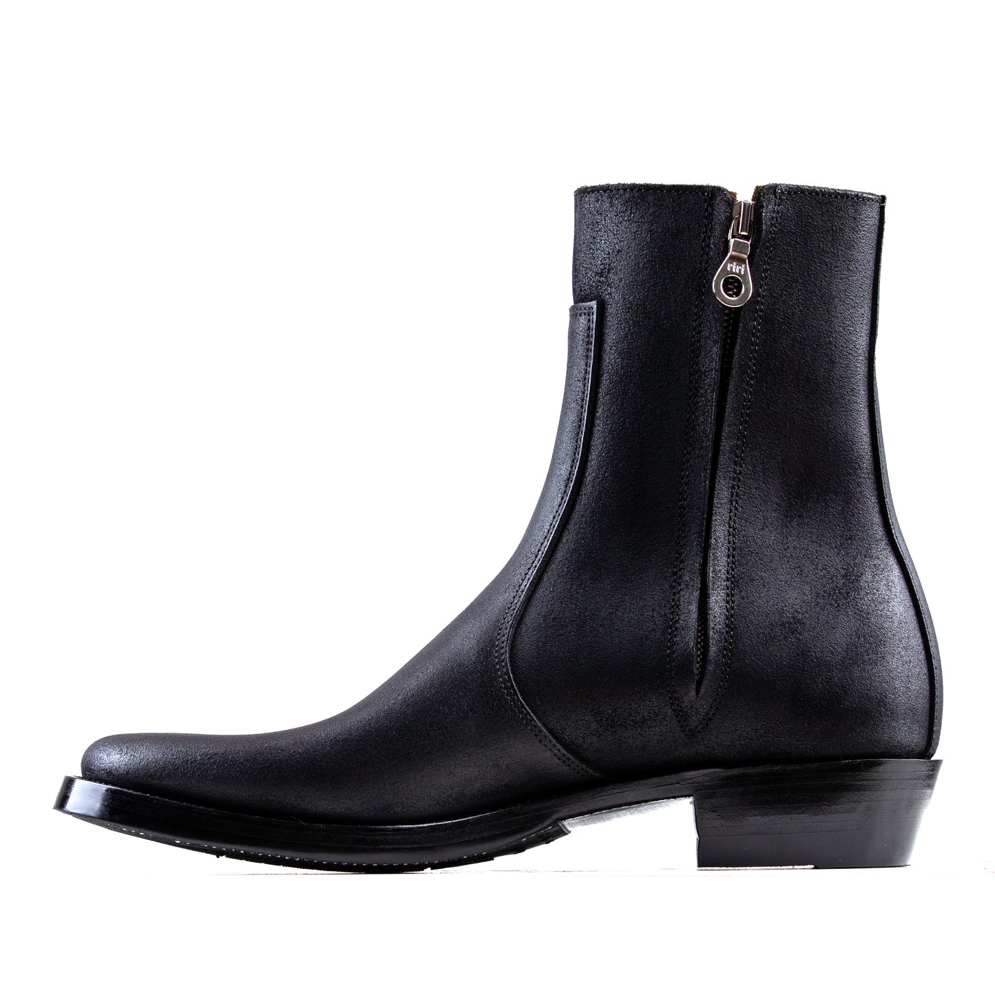 Side Zip Boots 8"- Waxed Bull Hide Reverse - xbxs®boots factory