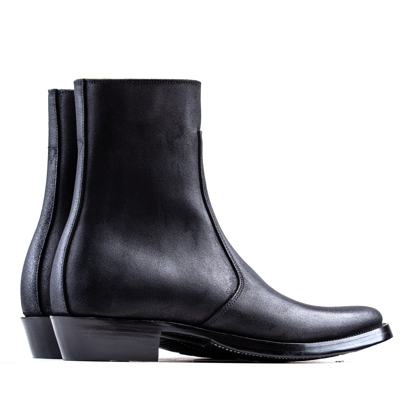 Side Zip Boots 8"- Waxed Bull Hide Reverse - xbxs®boots factory