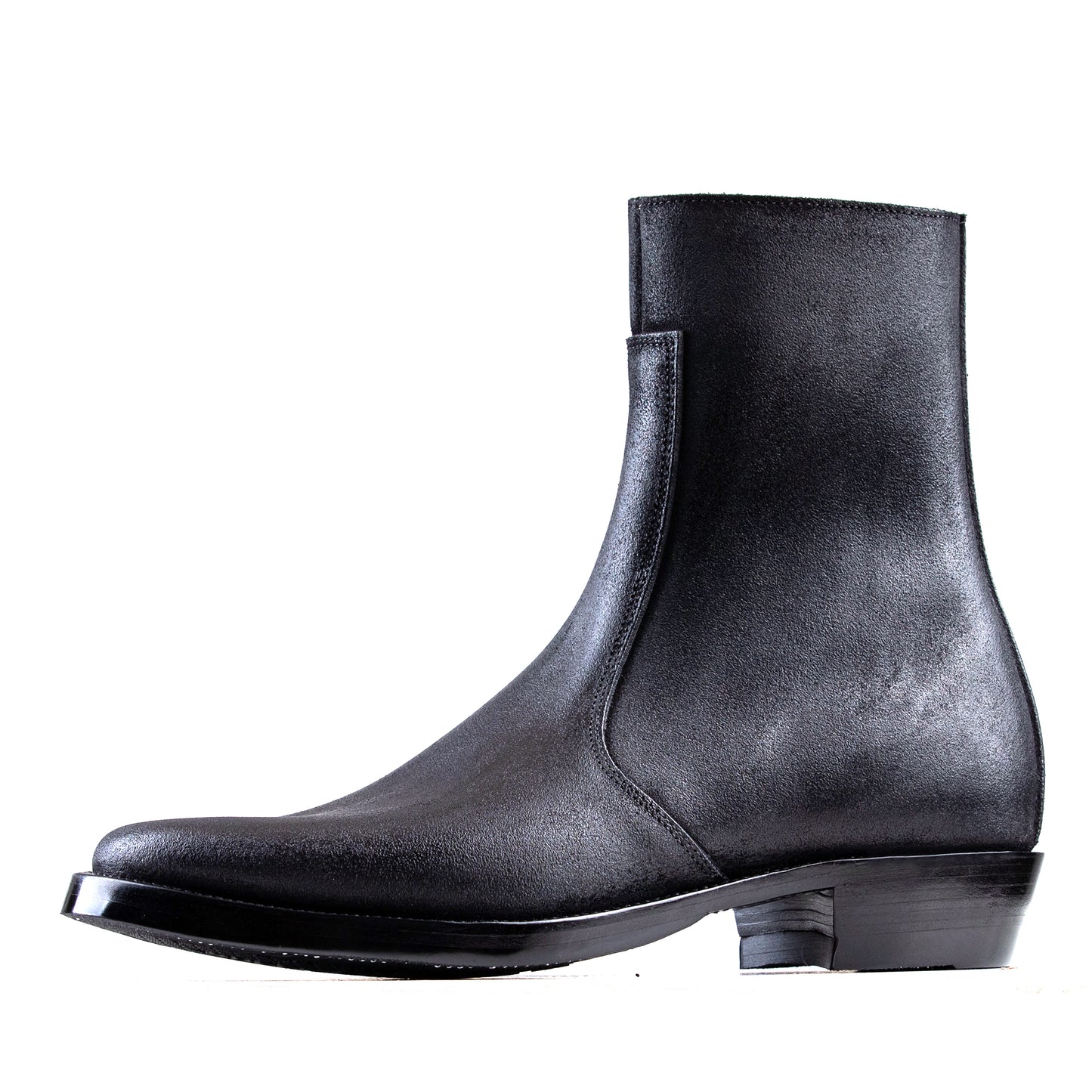 Side Zip Boots 8"- Waxed Bull Hide Reverse - xbxs®boots factory