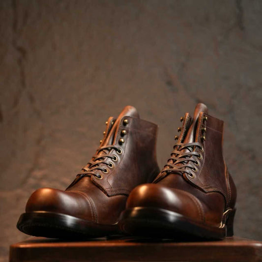 Miner Boots - Hand Dyed Dark Brown Nubuck - xbxs®boots factory