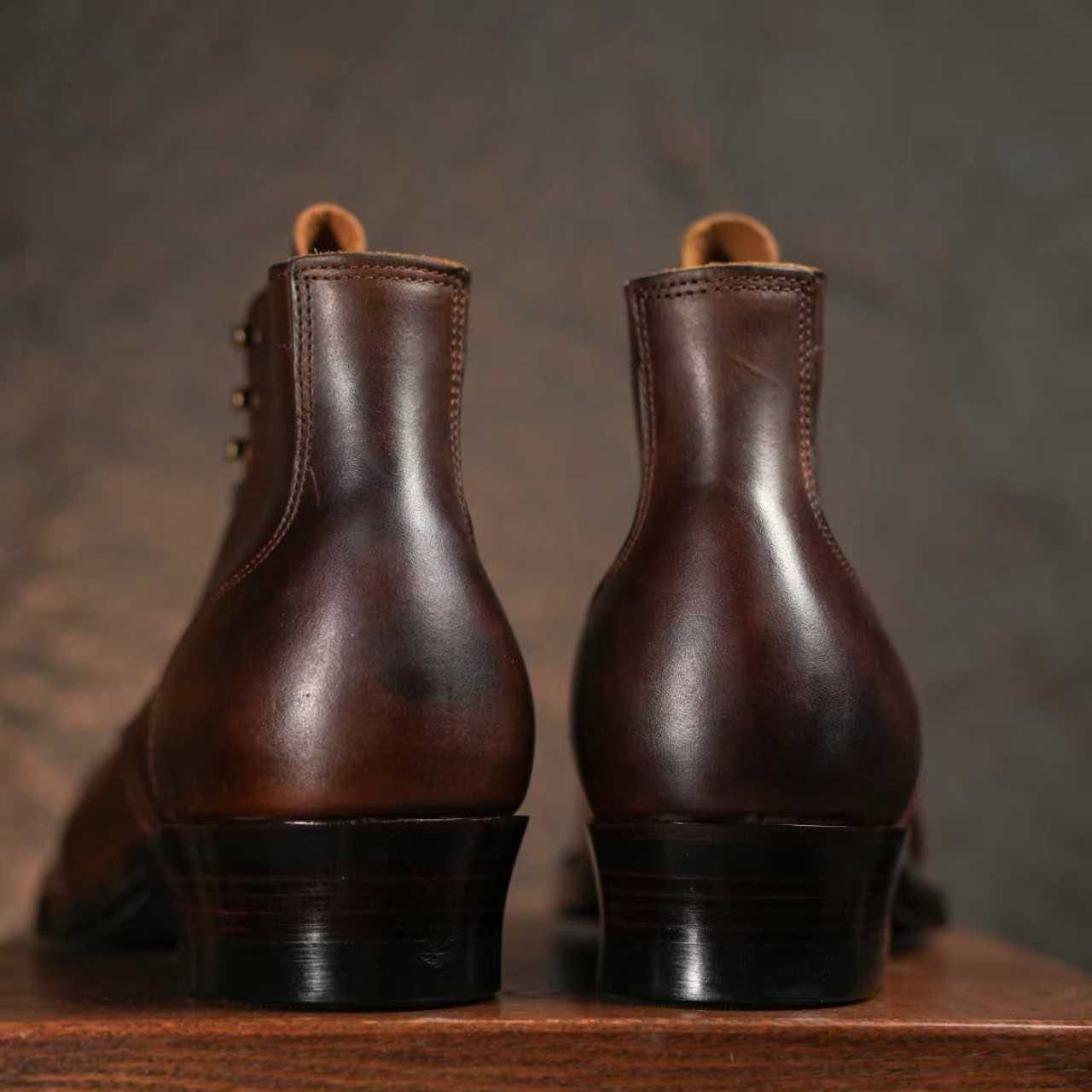 Miner Boots - Hand Dyed Dark Brown Nubuck - xbxs®boots factory