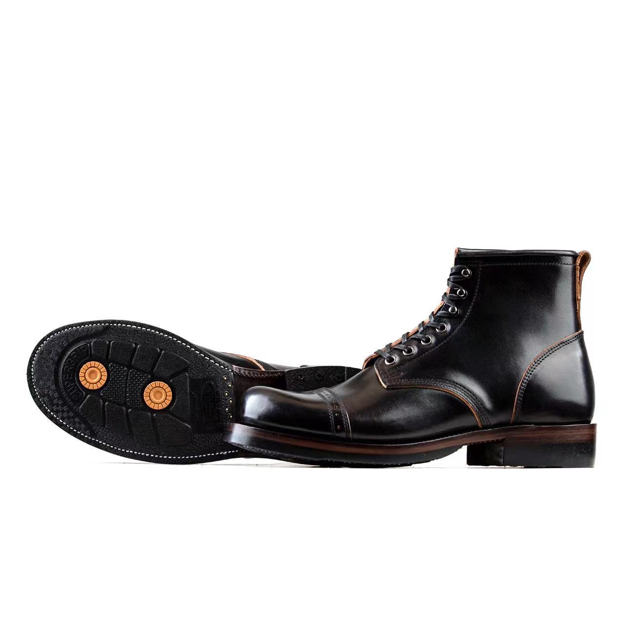 Paratroop Boots - Black Horsebutt TPR - xbxs®boots factory