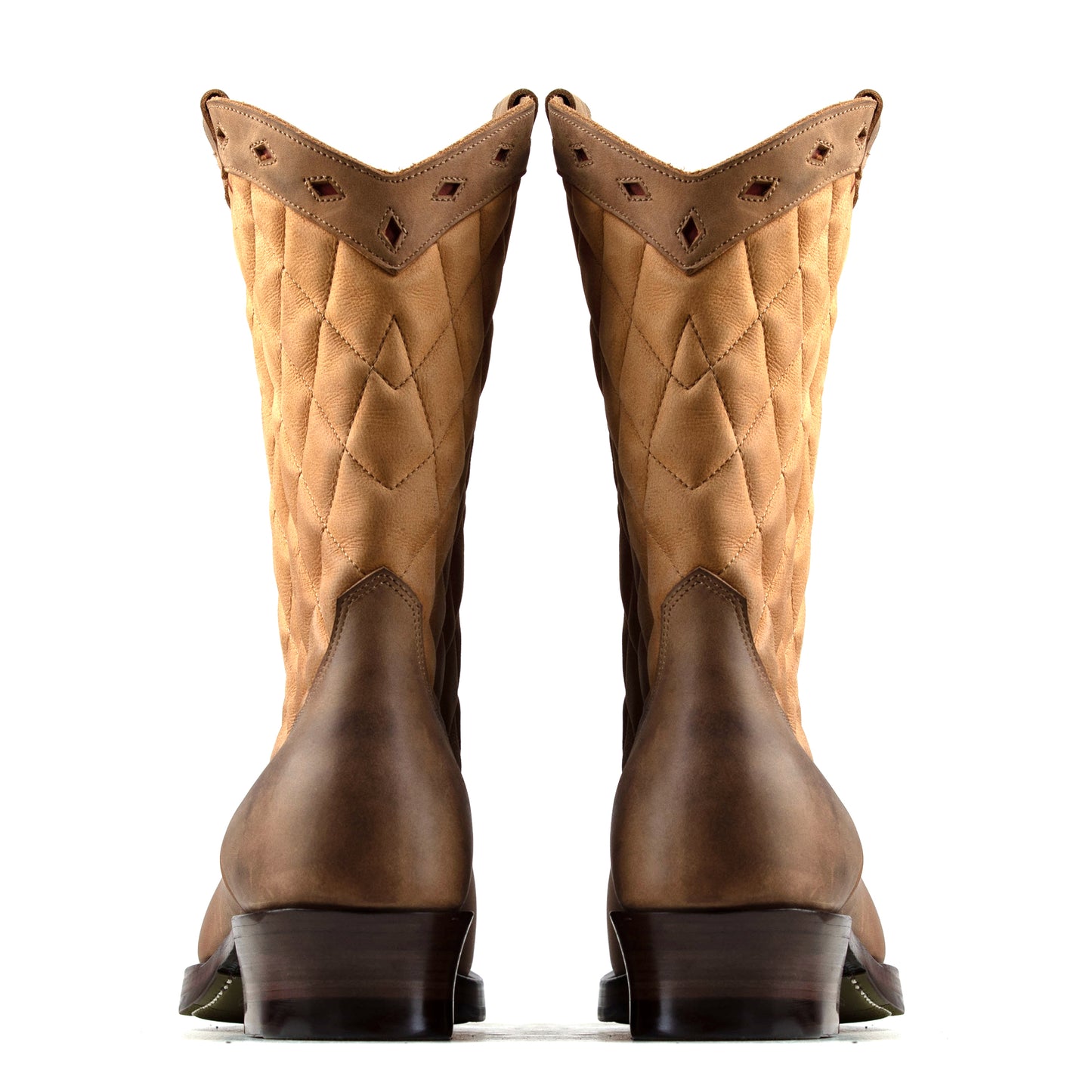 Diamond Check CowBoy Boots - Brandy Kudu + Tan Nubuck - xbxs®boots factory