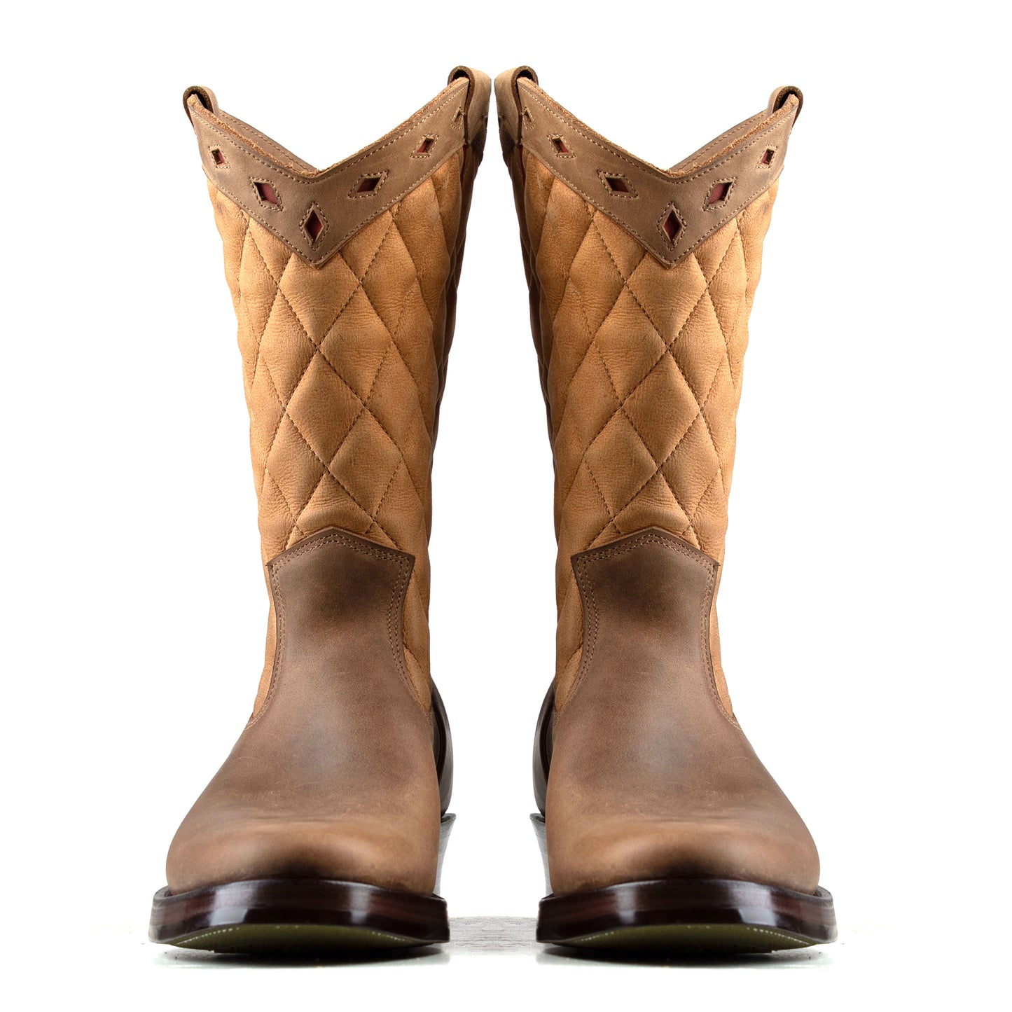 Diamond Check CowBoy Boots - Brandy Kudu + Tan Nubuck - xbxs®boots factory