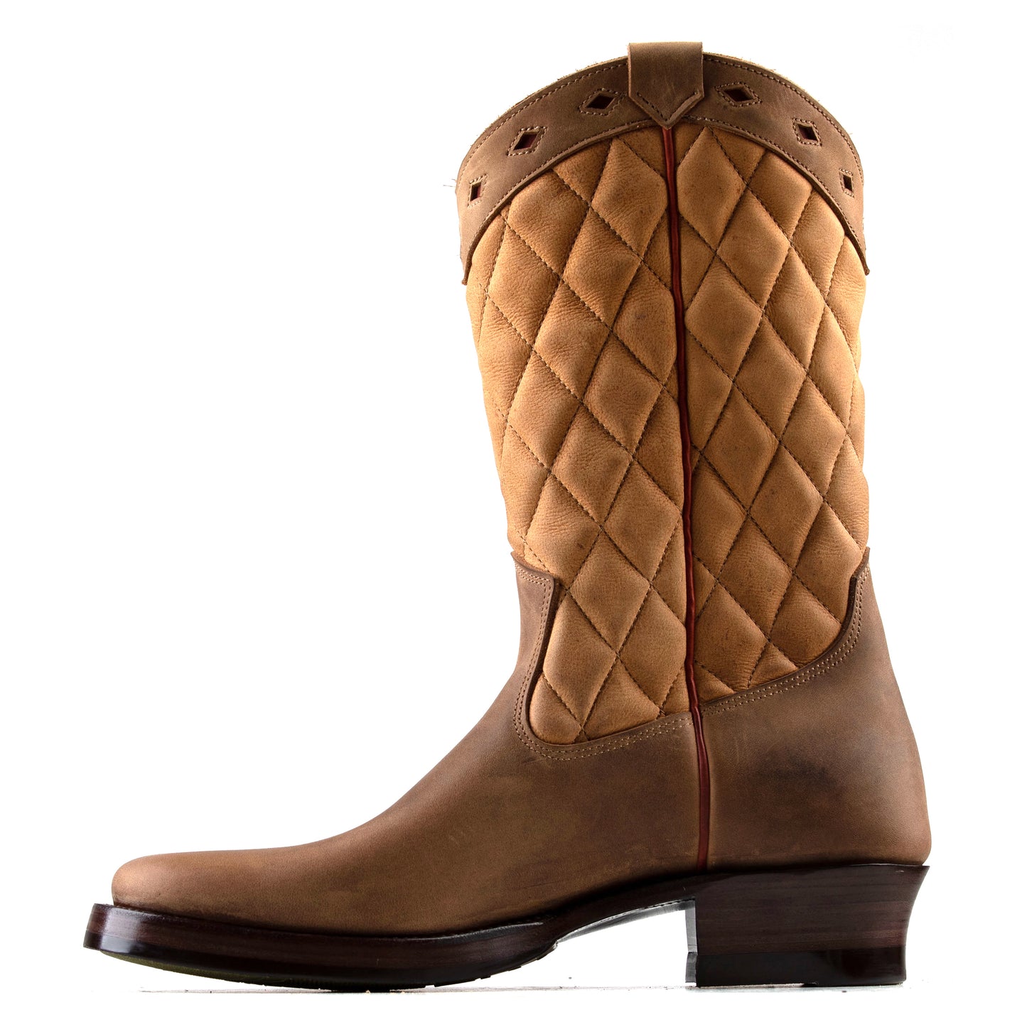 Diamond Check CowBoy Boots - Brandy Kudu + Tan Nubuck - xbxs®boots factory