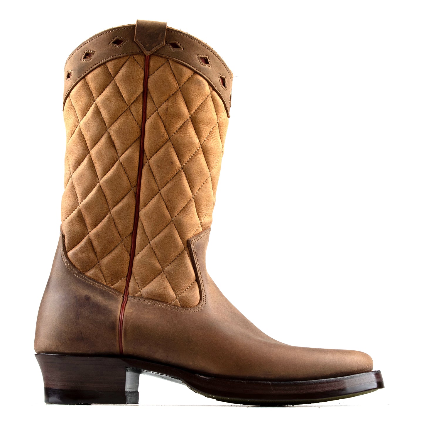Diamond Check CowBoy Boots - Brandy Kudu + Tan Nubuck - xbxs®boots factory