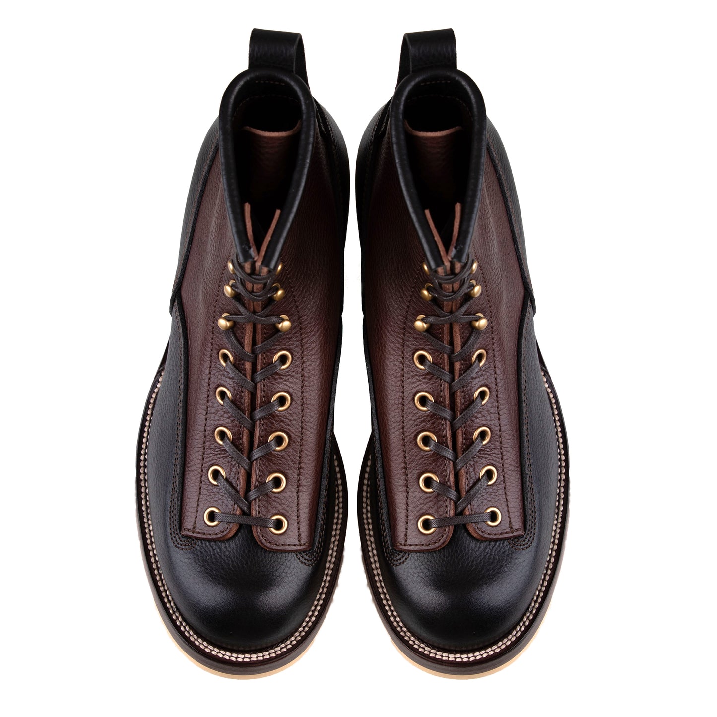 Monkey boots - Brown/Black Grain Bull Hide - xbxs®boots factory