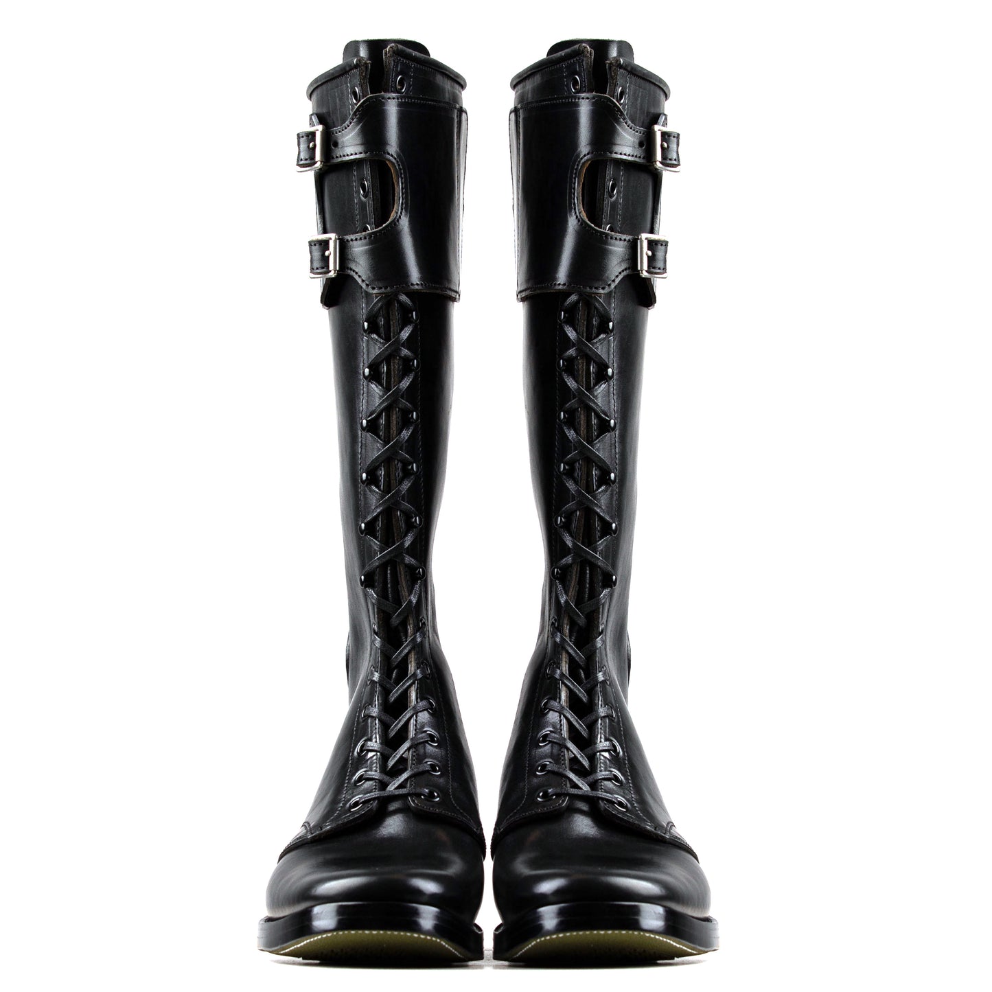 Stringer Boots 17 Eyelets - Black San Gimignano Horsebutt - xbxs®boots factory