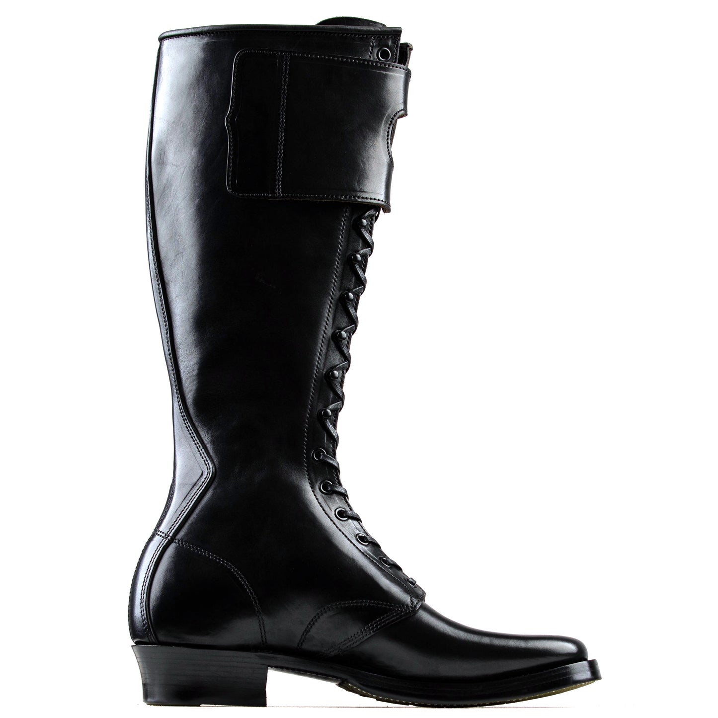 Stringer Boots 17 Eyelets - Black San Gimignano Horsebutt - xbxs®boots factory