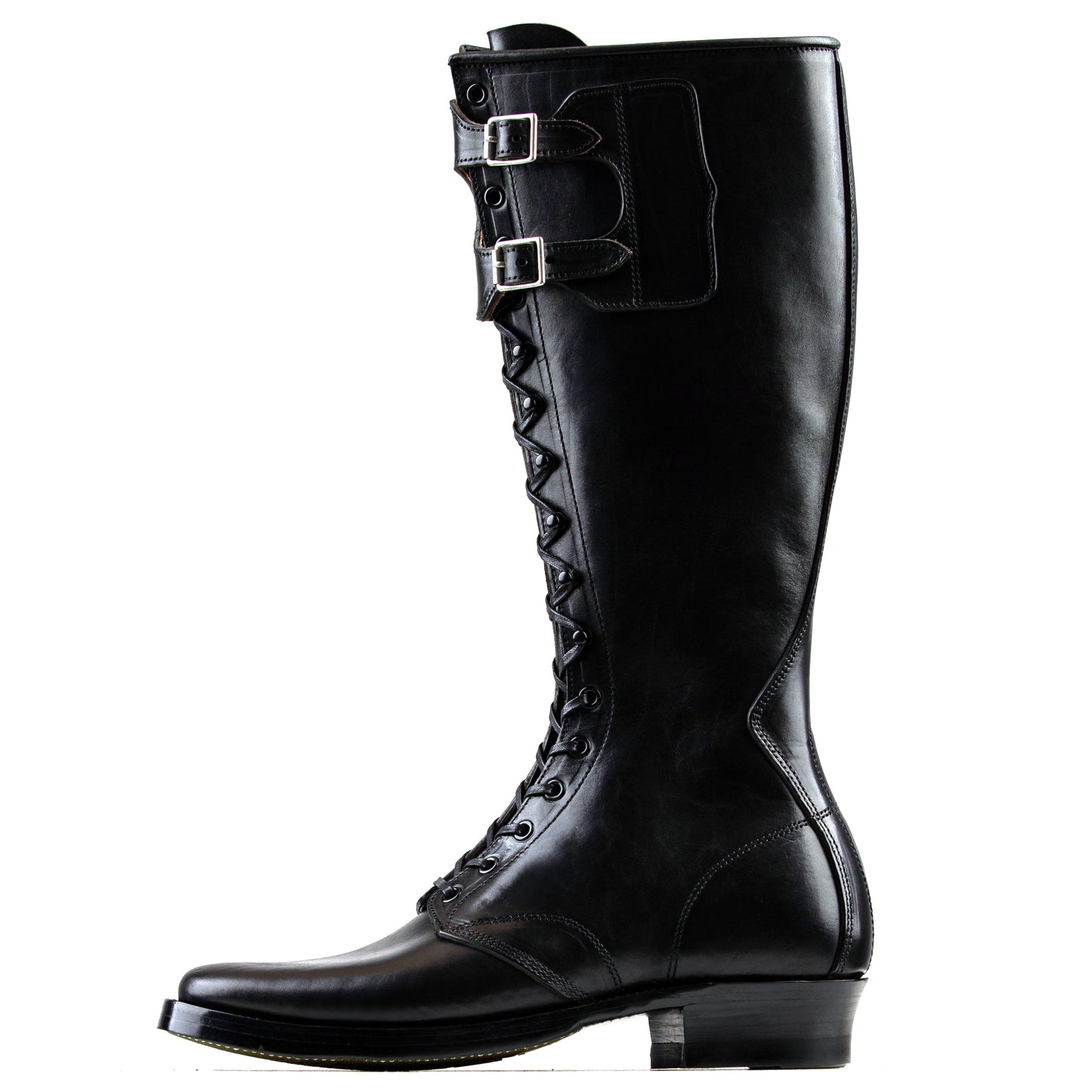 Stringer Boots 17 Eyelets - Black San Gimignano Horsebutt - xbxs®boots factory