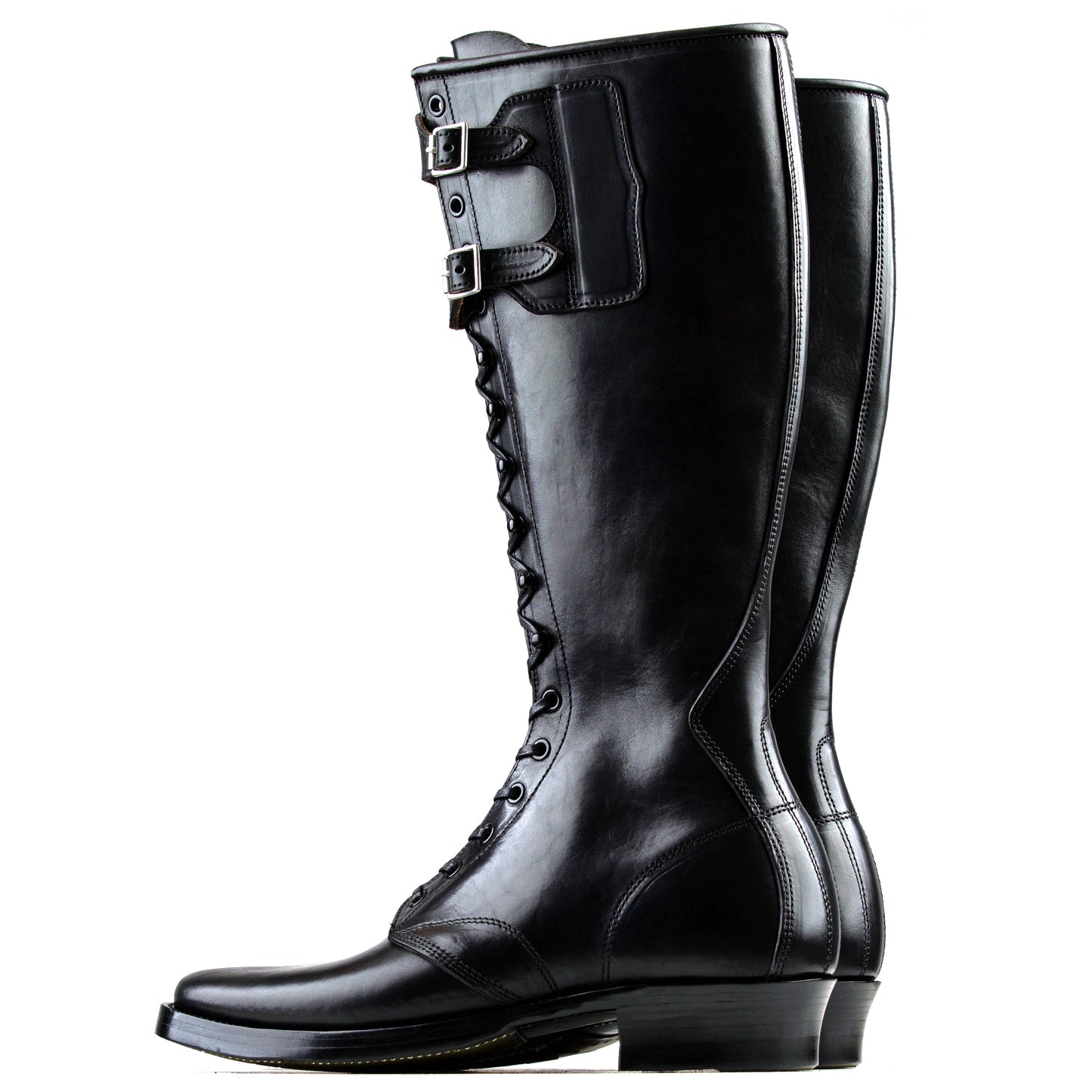 Stringer Boots 17 Eyelets - Black San Gimignano Horsebutt - xbxs®boots factory