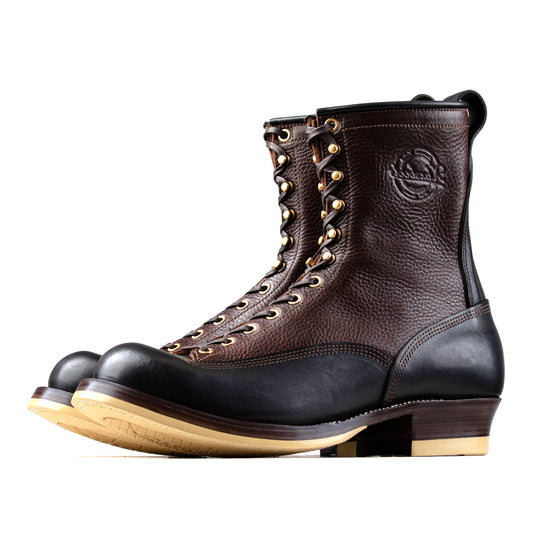 Monkey Boots 12 Eyelets - Brown/Black Bull Hide - xbxs®boots factory