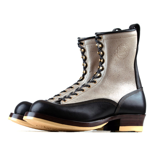 Monkey Boots 12 Eyelets - Cream Kudu + Black Bull Hide - xbxs®boots factory