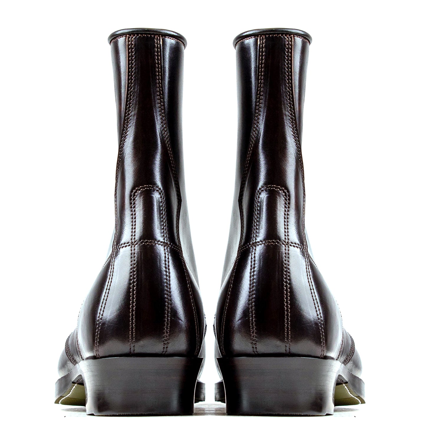 Stringer Boots 9 Eyelets - Hand Dyed Black/Brown Horsebutt TPR - xbxs®boots factory