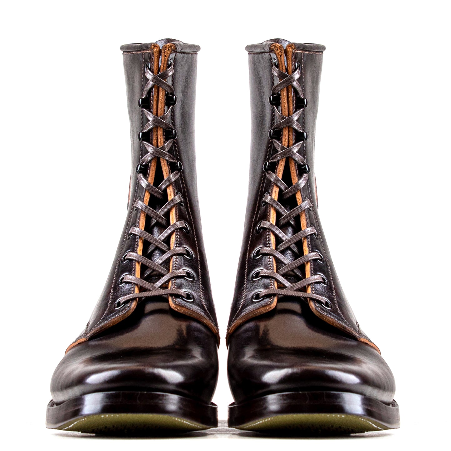 Stringer Boots 9 Eyelets - Hand Dyed Black/Brown Horsebutt TPR - xbxs®boots factory