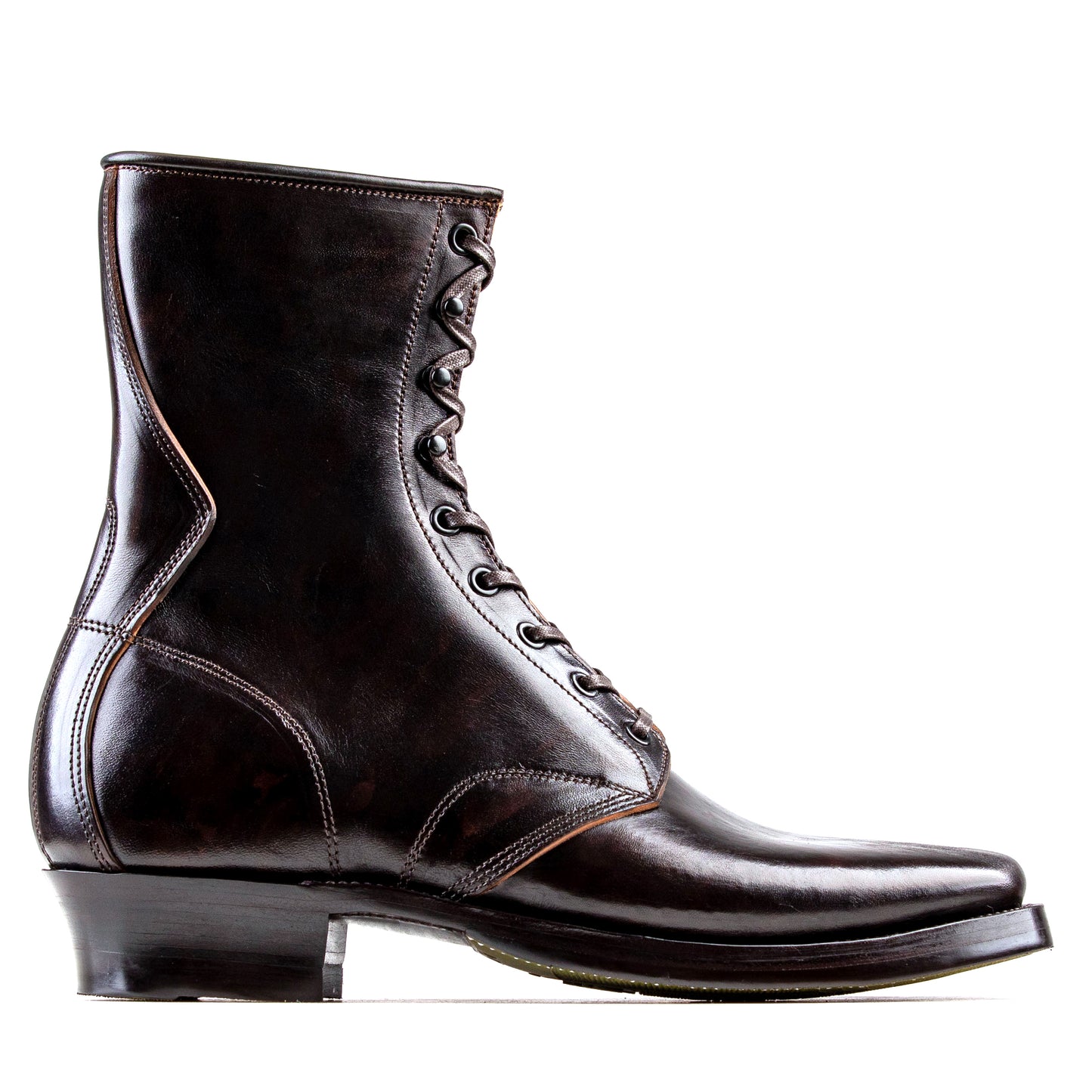 Stringer Boots 9 Eyelets - Hand Dyed Black/Brown Horsebutt TPR - xbxs®boots factory