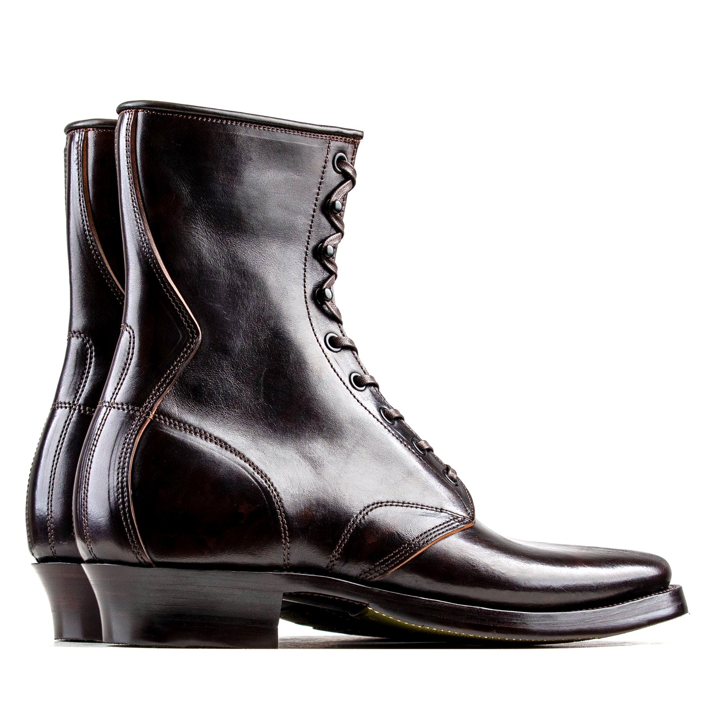 Stringer Boots 9 Eyelets - Hand Dyed Black/Brown Horsebutt TPR - xbxs®boots factory