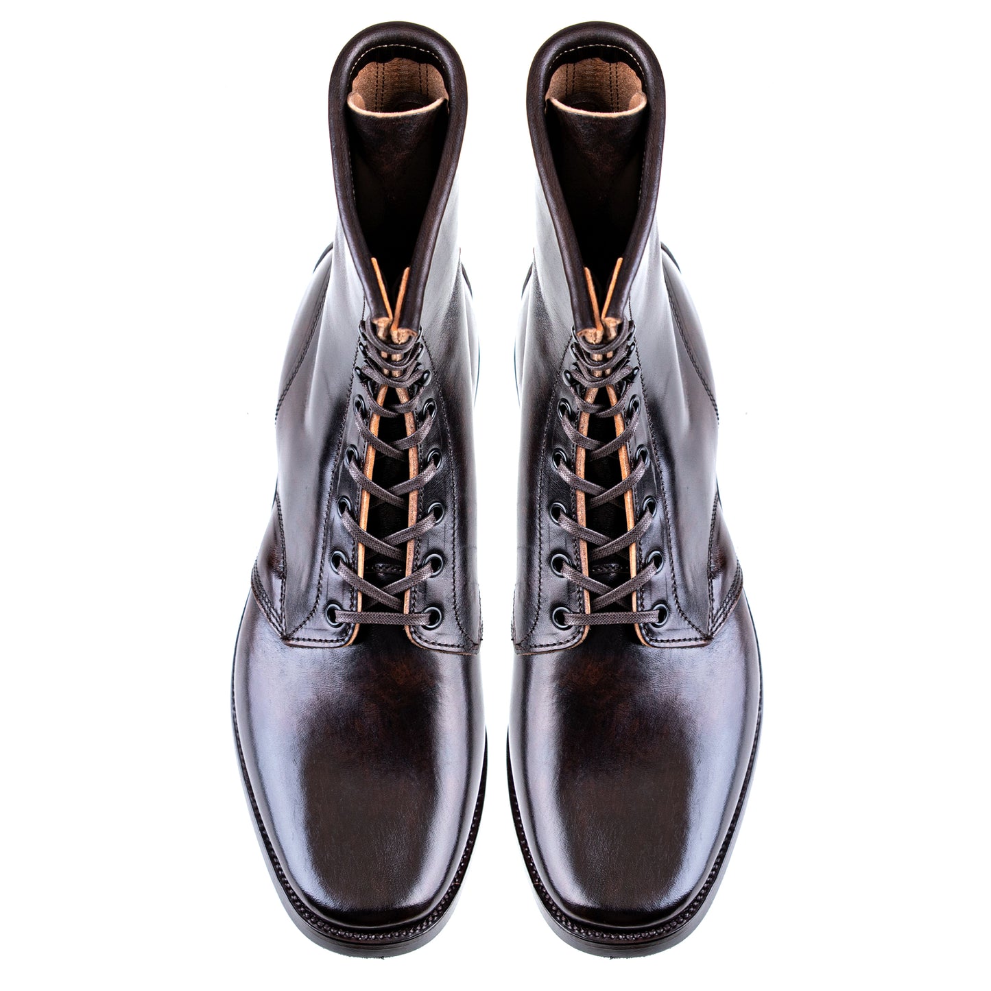 Stringer Boots 9 Eyelets - Hand Dyed Black/Brown Horsebutt TPR - xbxs®boots factory