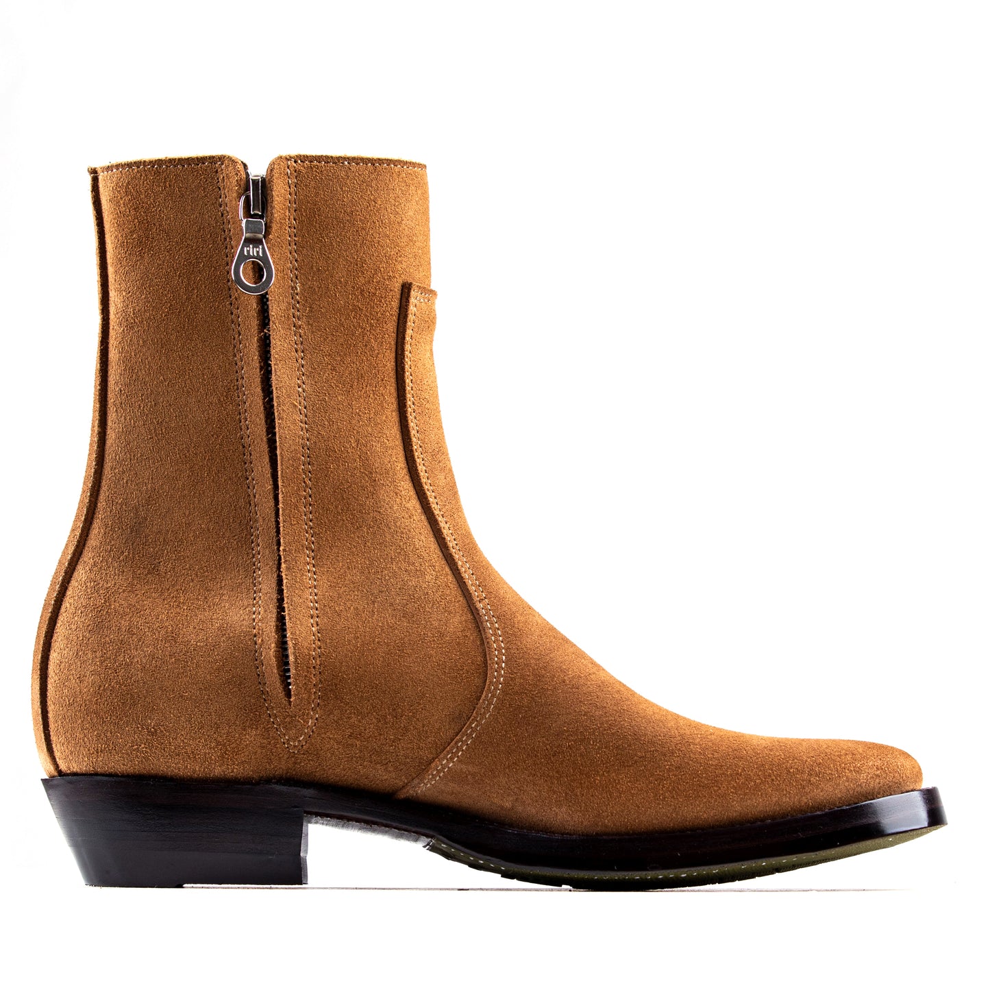 Side Zip Boots 8＂- Tan Bull Hide Reverse - xbxs®boots factory