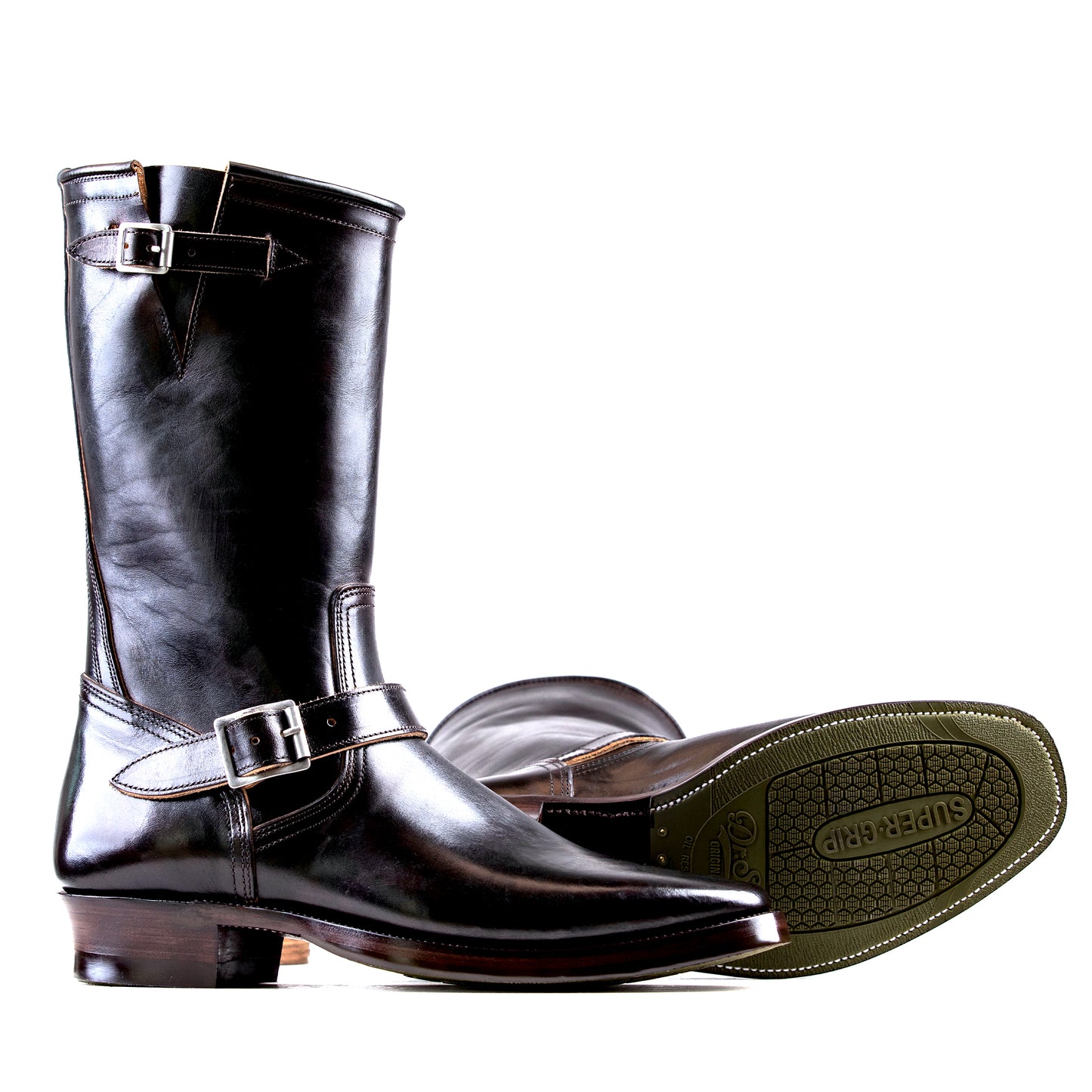 Engineer Boots 12" - Hand Dyed Black Horsebutt TPR - xbxs®boots factory