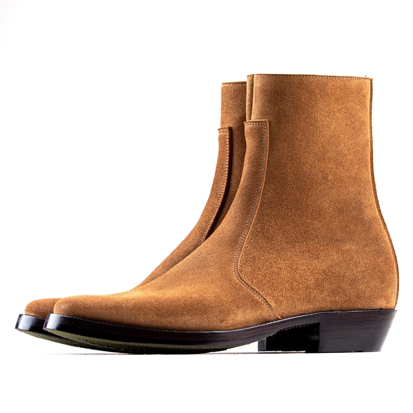 Side Zip Boots 8＂- Tan Bull Hide Reverse - xbxs®boots factory