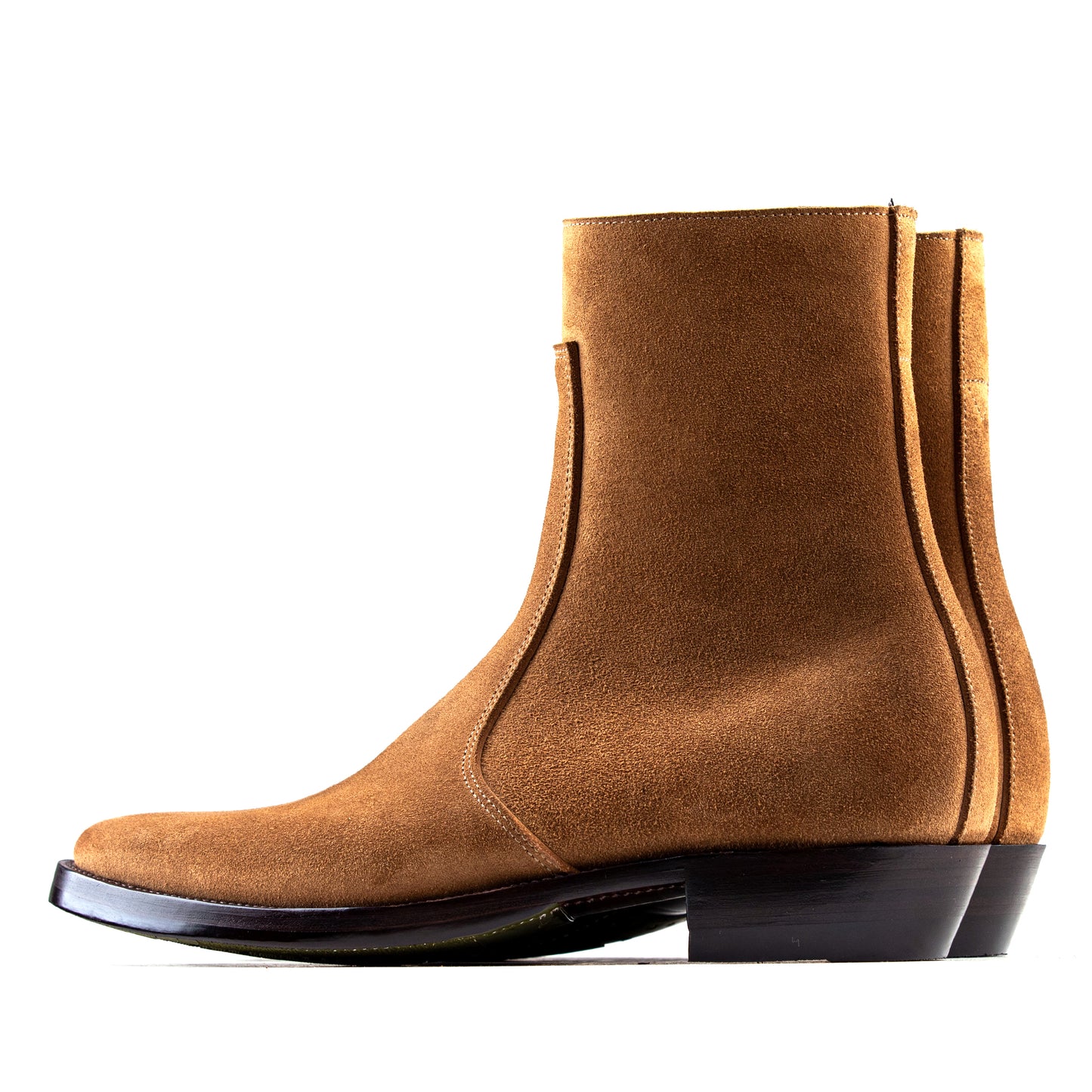 Side Zip Boots 8＂- Tan Bull Hide Reverse - xbxs®boots factory