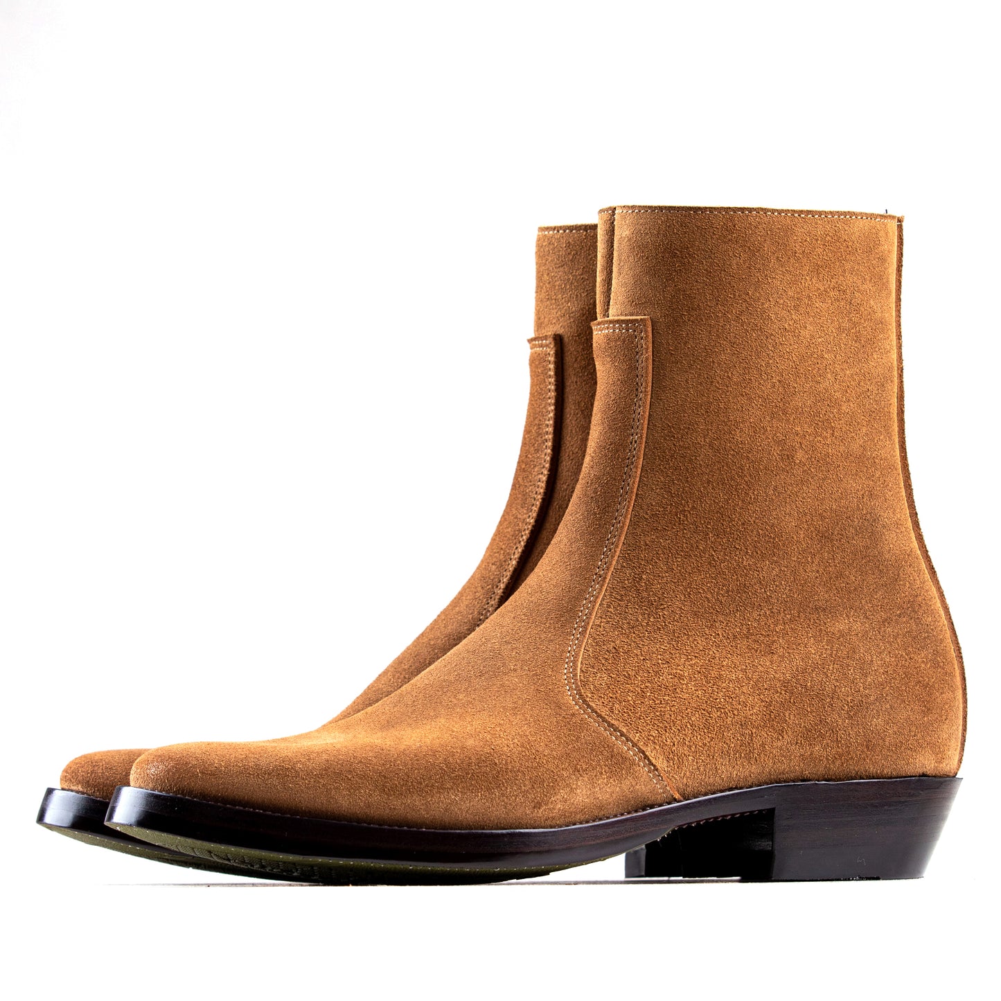 Side Zip Boots 8＂- Tan Bull Hide Reverse - xbxs®boots factory