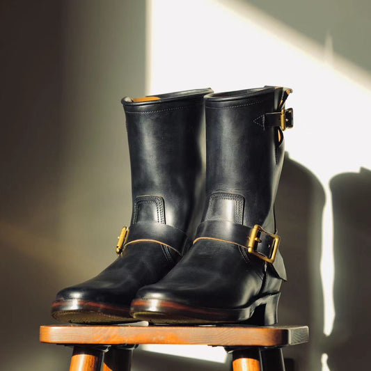 Engineer Boots 10" - Hand Dyed Black Nubuck - xbxs®boots factory